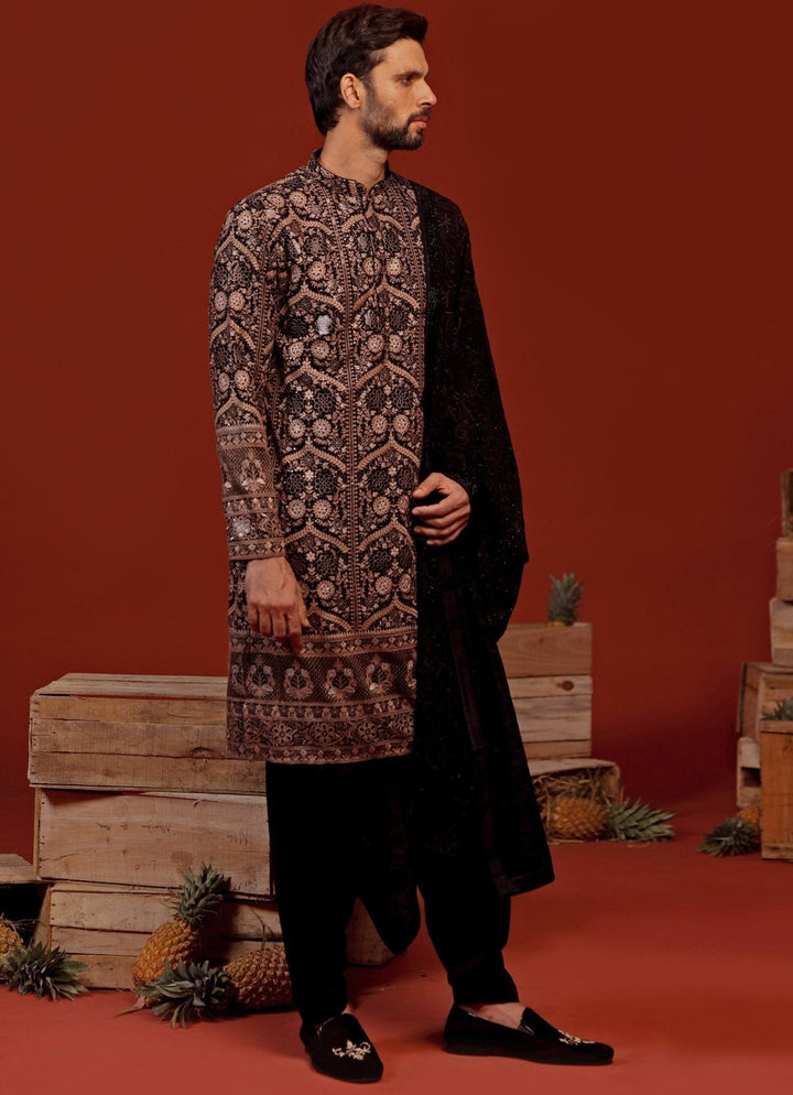 Black Embroidered Kurta Patiala Pant Set Kalpraag - Fabilicious Fashion