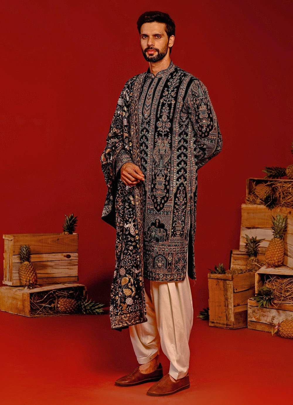 Black Embroidered Kurta Patiala Pant Set Kalpraag - Fabilicious Fashion