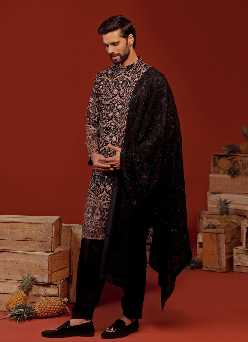 Black Embroidered Kurta Patiala Pant Set Kalpraag - Fabilicious Fashion