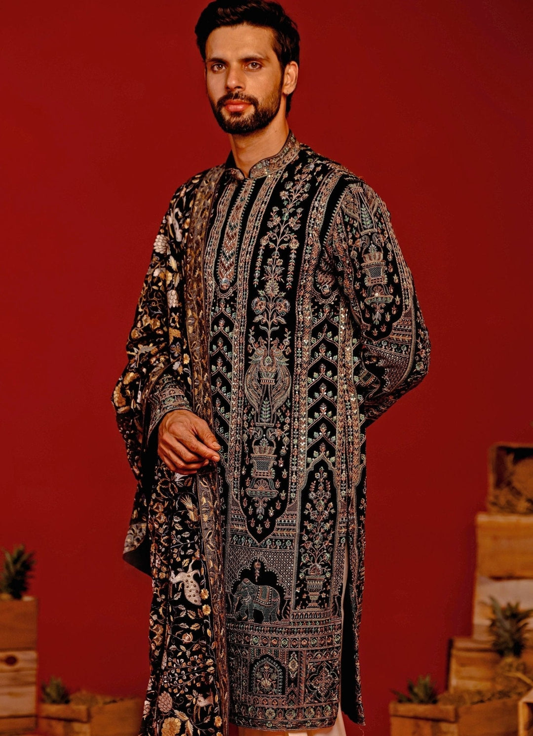 Black Embroidered Kurta Patiala Pant Set Kalpraag - Fabilicious Fashion