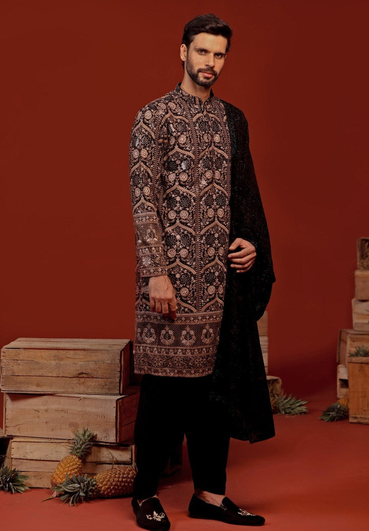 Black Embroidered Kurta Patiala Pant Set Kalpraag - Fabilicious Fashion