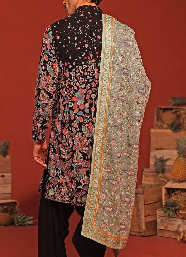 Black Embroidered Kurta Patiala Set With Dupatta Kalpraag - Fabilicious Fashion