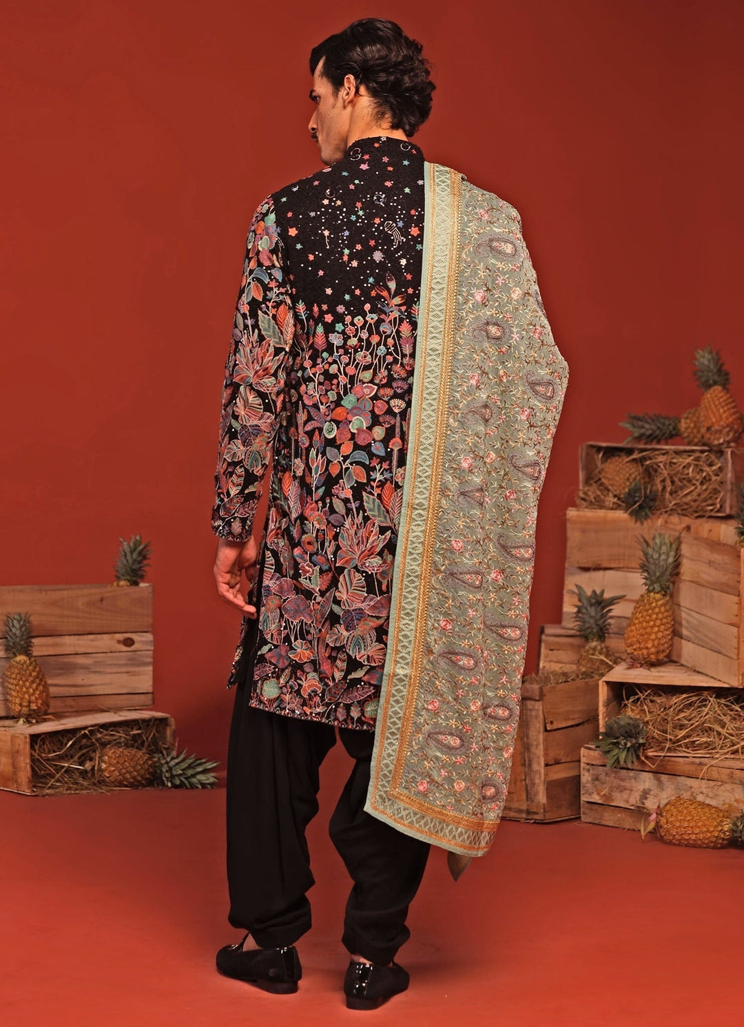 Black Embroidered Kurta Patiala Set With Dupatta Kalpraag - Fabilicious Fashion