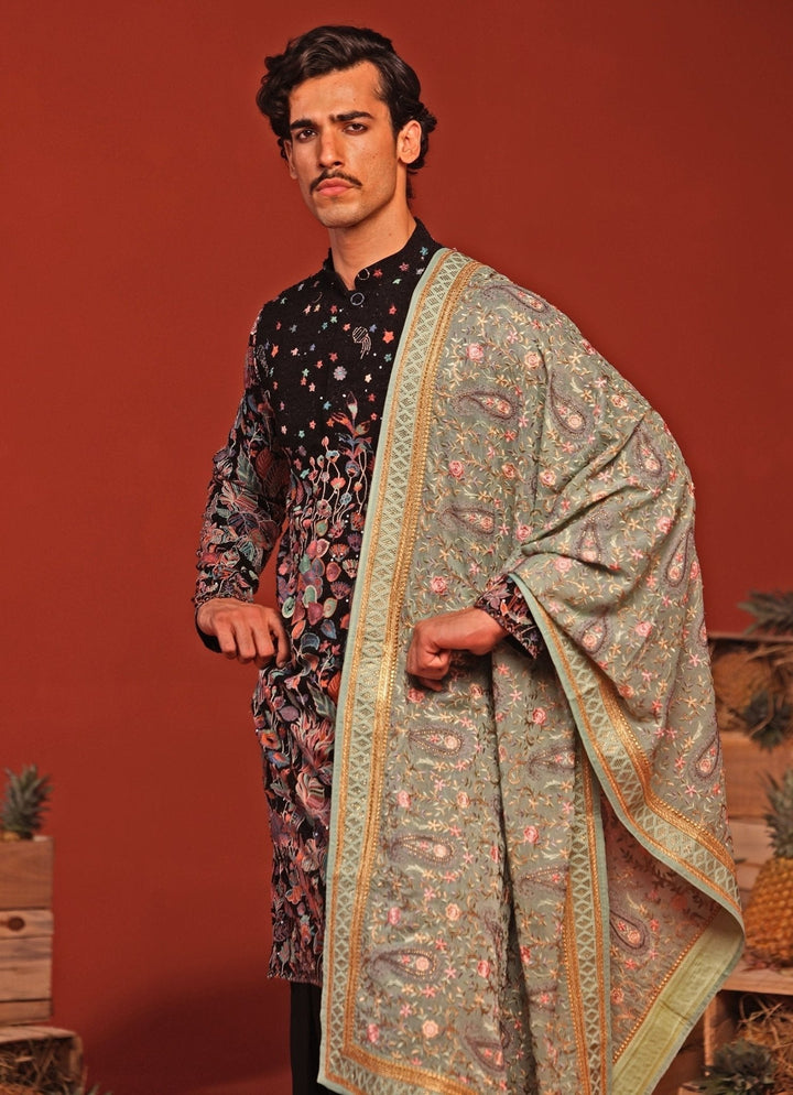 Black Embroidered Kurta Patiala Set With Dupatta Kalpraag - Fabilicious Fashion