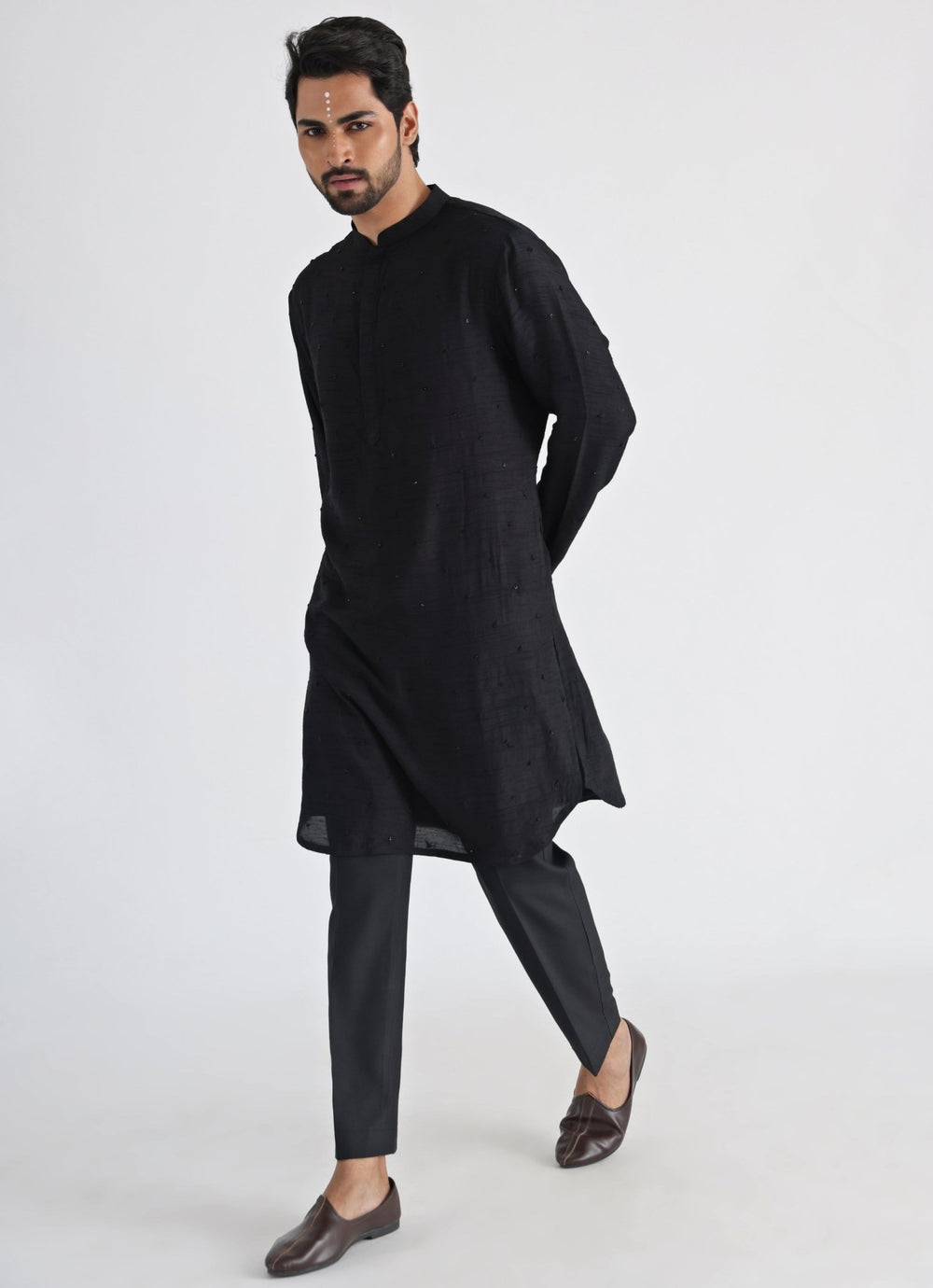 Black Embroidered Nehru Jacket With Kurta Set Smriti - Fabilicious Fashion