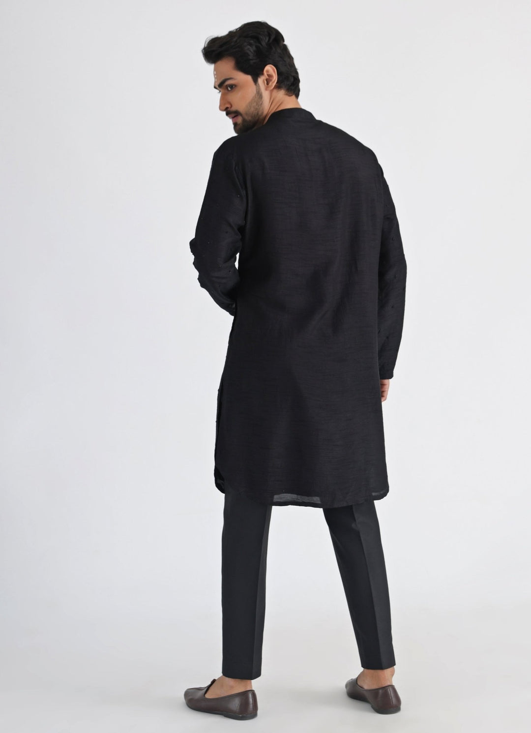 Black Embroidered Nehru Jacket With Kurta Set Smriti - Fabilicious Fashion