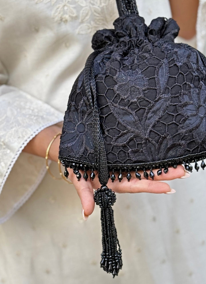 Amyra Black Embroidered Organza PotliFabilicious Fashion