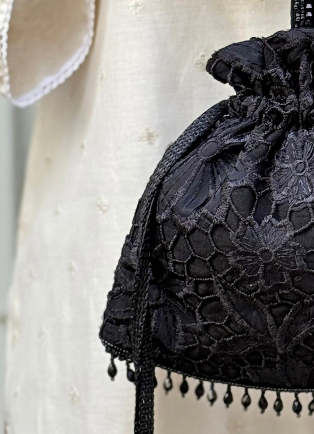 Amyra Black Embroidered Organza PotliFabilicious Fashion