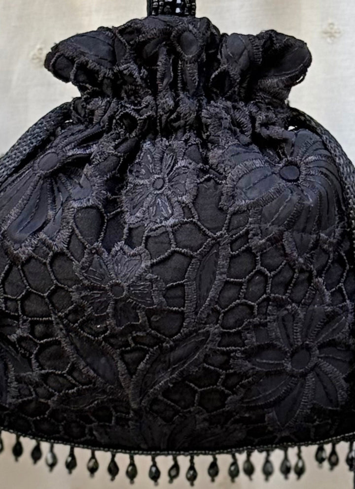 Amyra Black Embroidered Organza PotliFabilicious Fashion