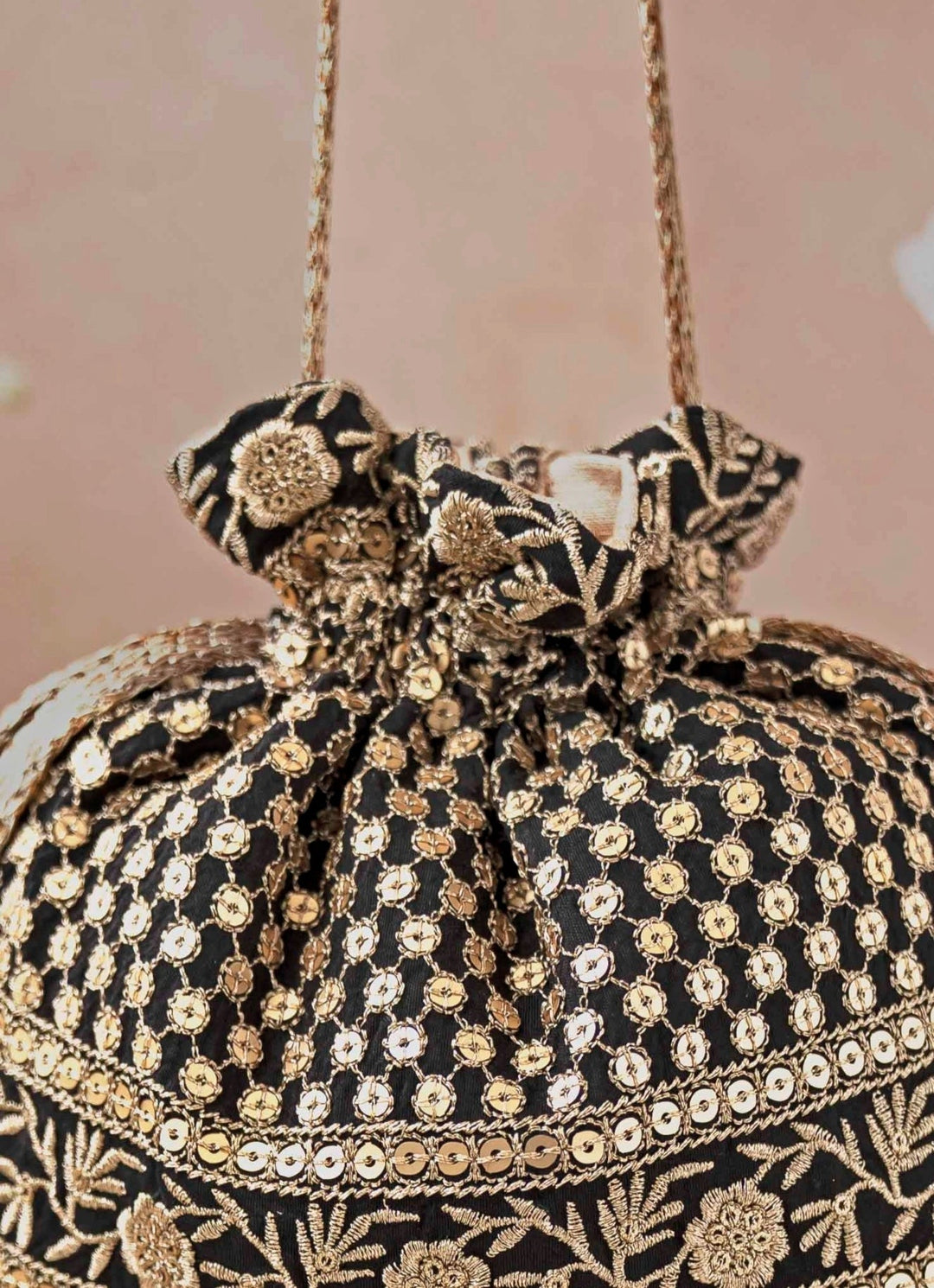 Black Embroidered Potli AMYRA - Fabilicious Fashion