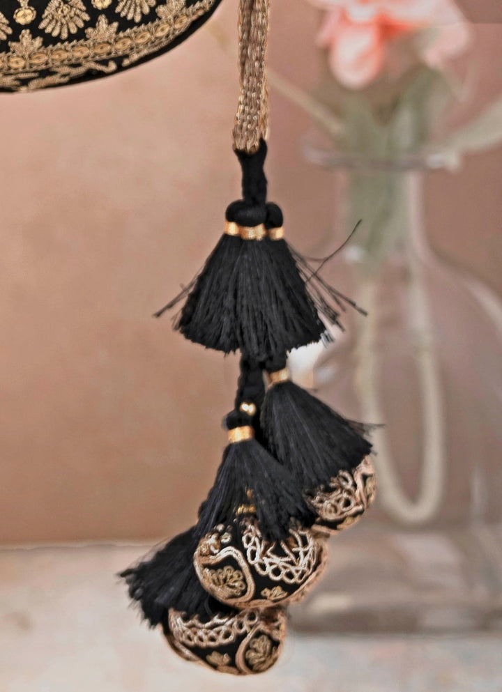 Black Embroidered Potli AMYRA - Fabilicious Fashion
