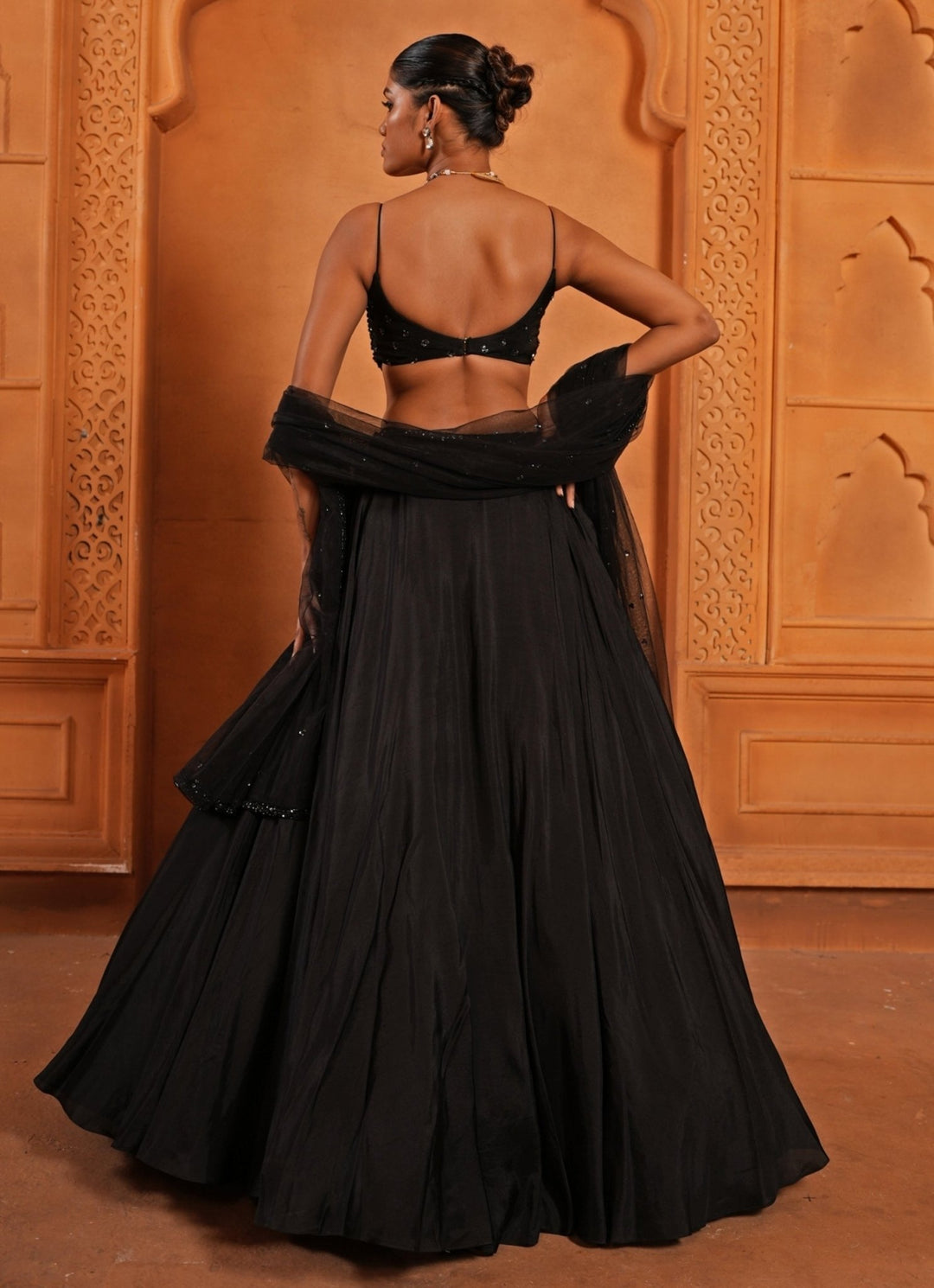 Black Embroidered Silk Lehenga Enamour by Radha - Fabilicious Fashion