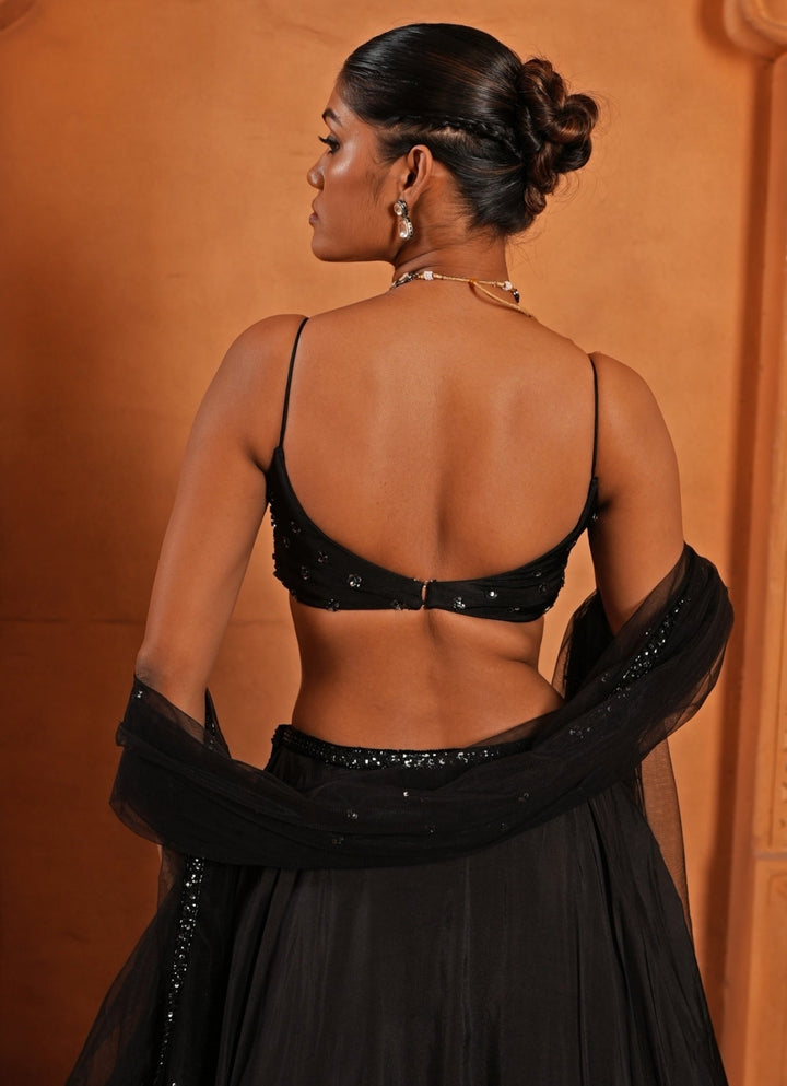 Black Embroidered Silk Lehenga Enamour by Radha - Fabilicious Fashion