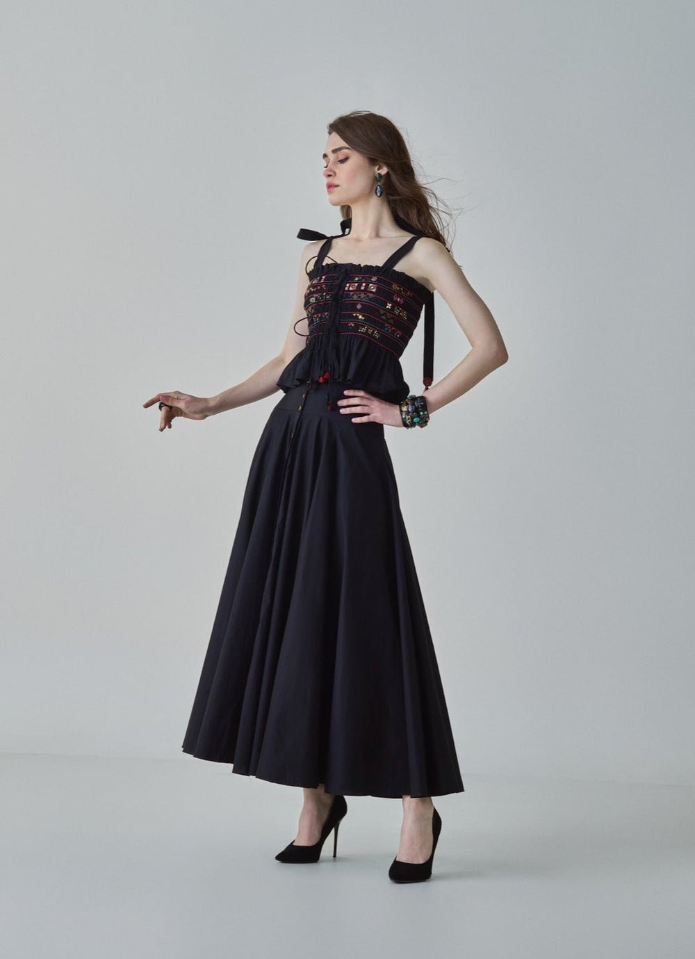 Black Embroidered Skirt Set Saaksha & Kinni - Fabilicious Fashion