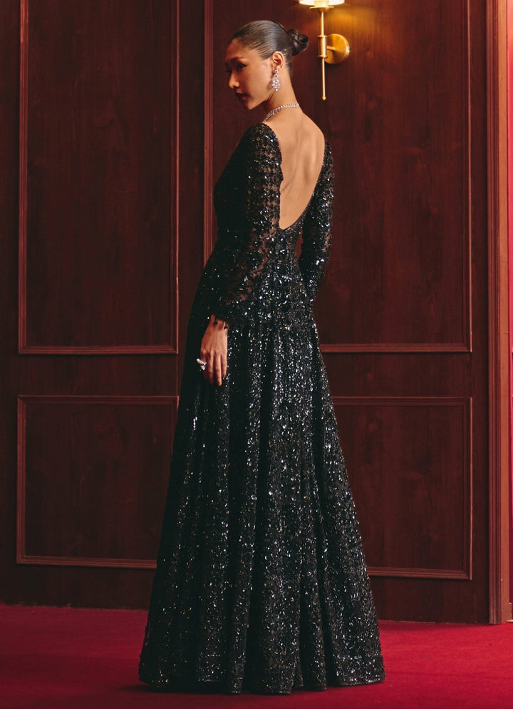 Angad Singh Black Embroidered Soft Net GownFabilicious Fashion
