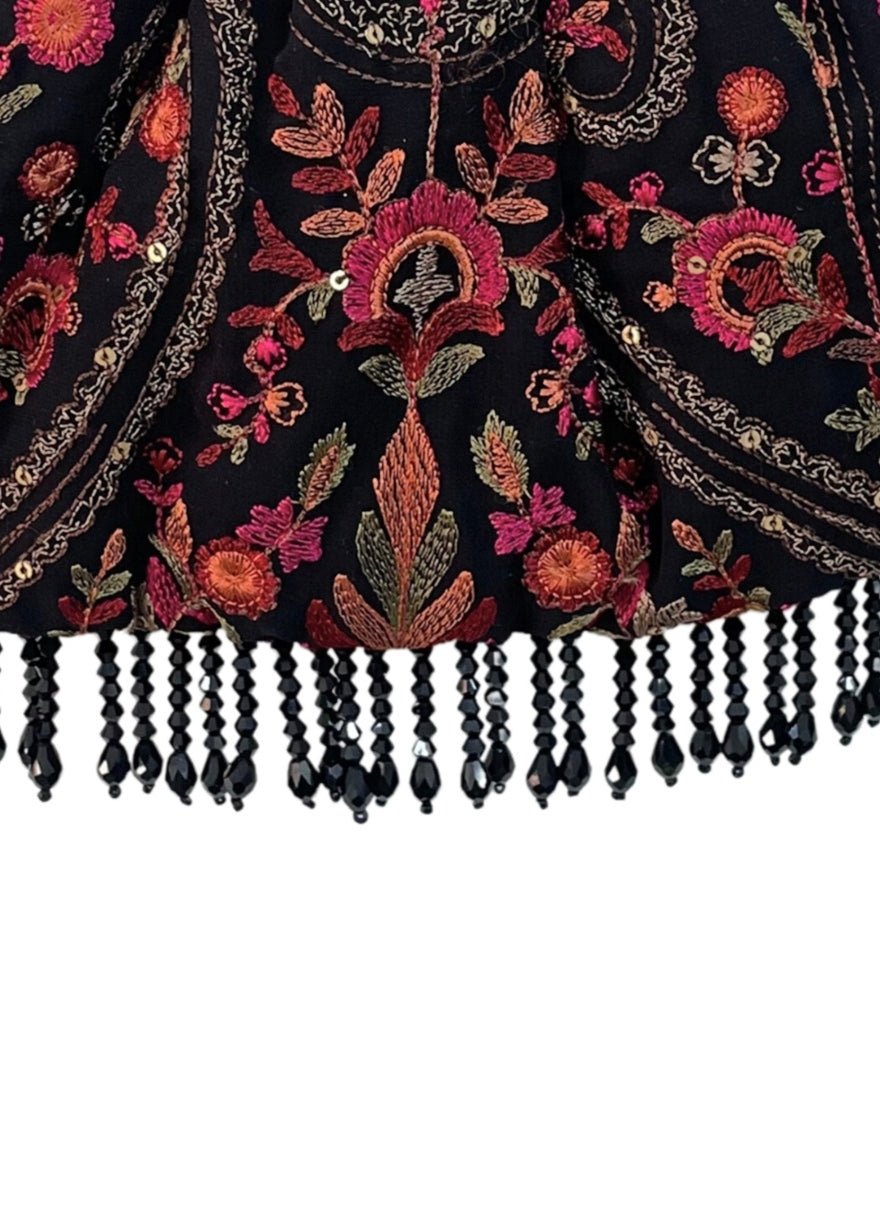 Black Embroidered Vintage Purse AMYRA - Fabilicious Fashion