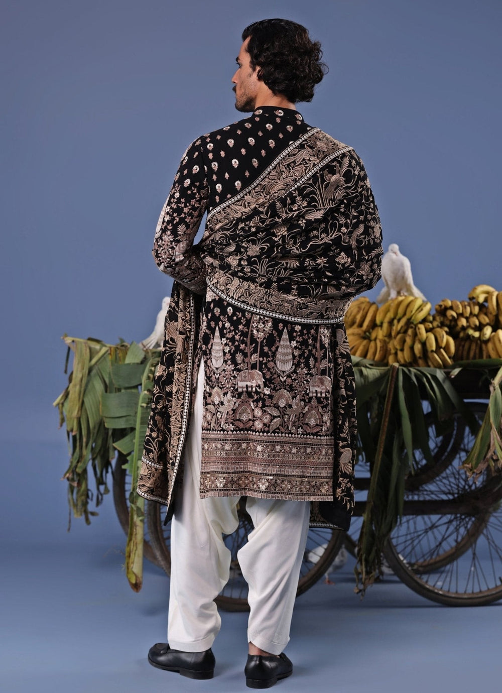 Black Floral Embroidered Kurta Patiala Pant Set Kalpraag - Fabilicious Fashion