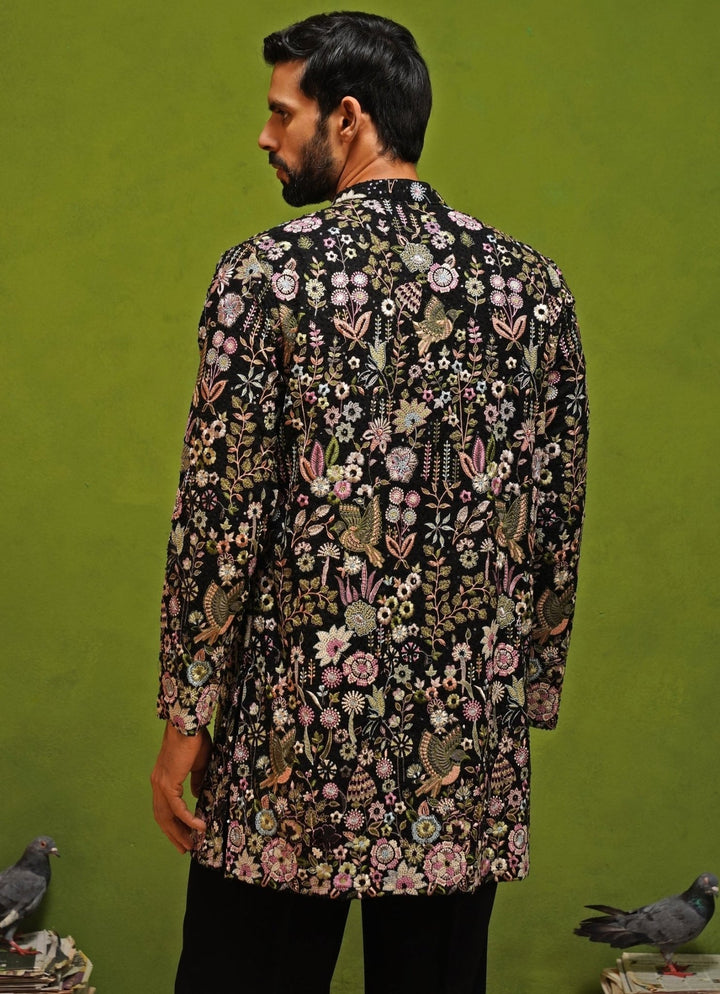 Kalpraag Black Floral Georgette Short Kurta SetFabilicious Fashion