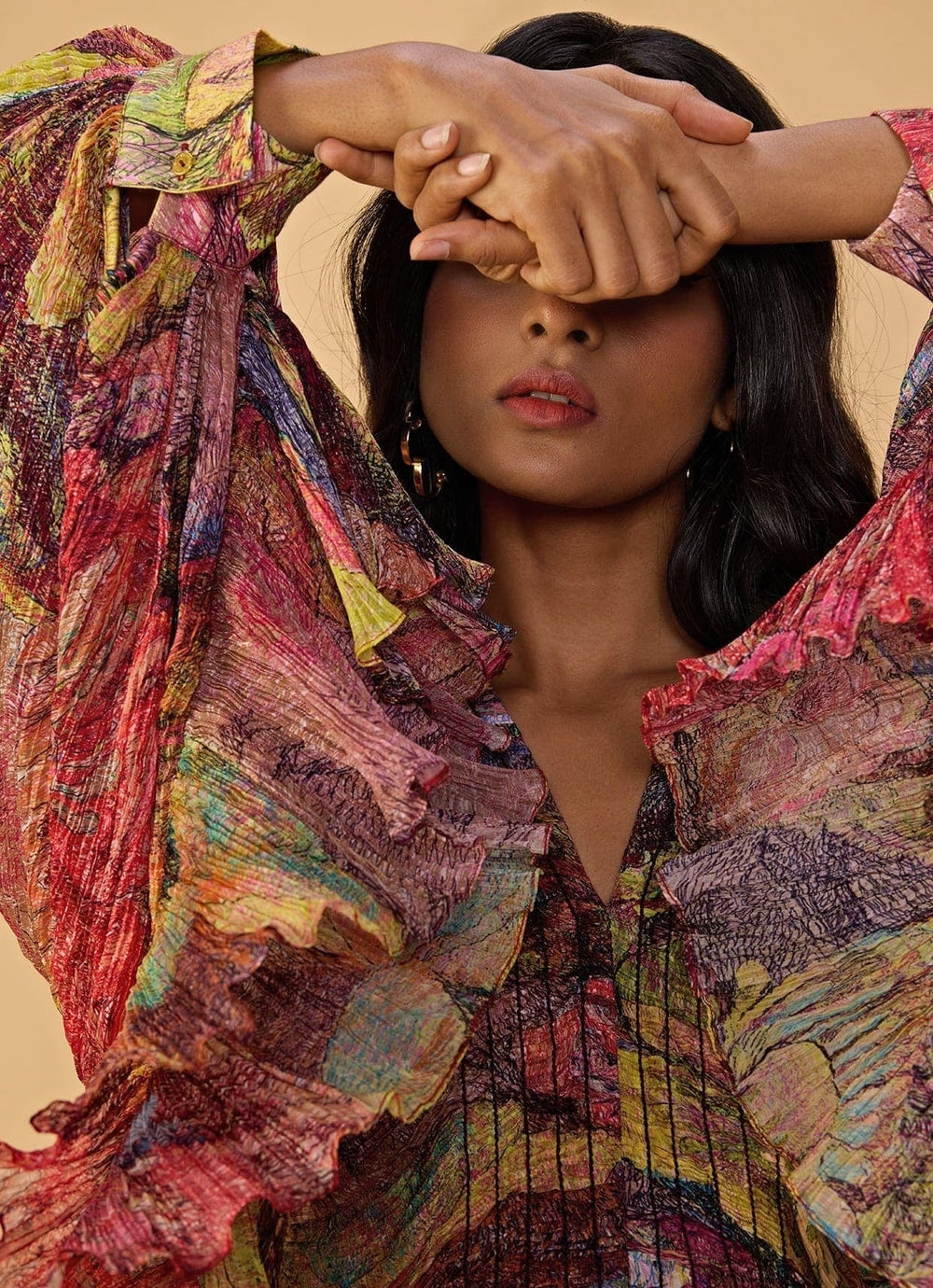 Black Floral Print Kaftan Blouse Saaksha & Kinni - Fabilicious Fashion