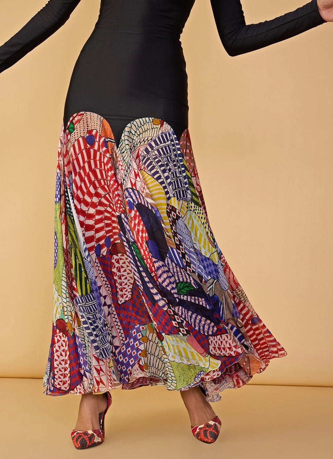 Black Floral Printed Maxi Dress Saaksha &amp; Kinni - Fabilicious Fashion