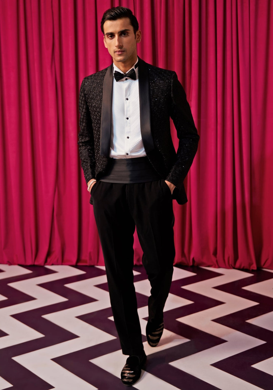 Black Floral Tuxedo Set