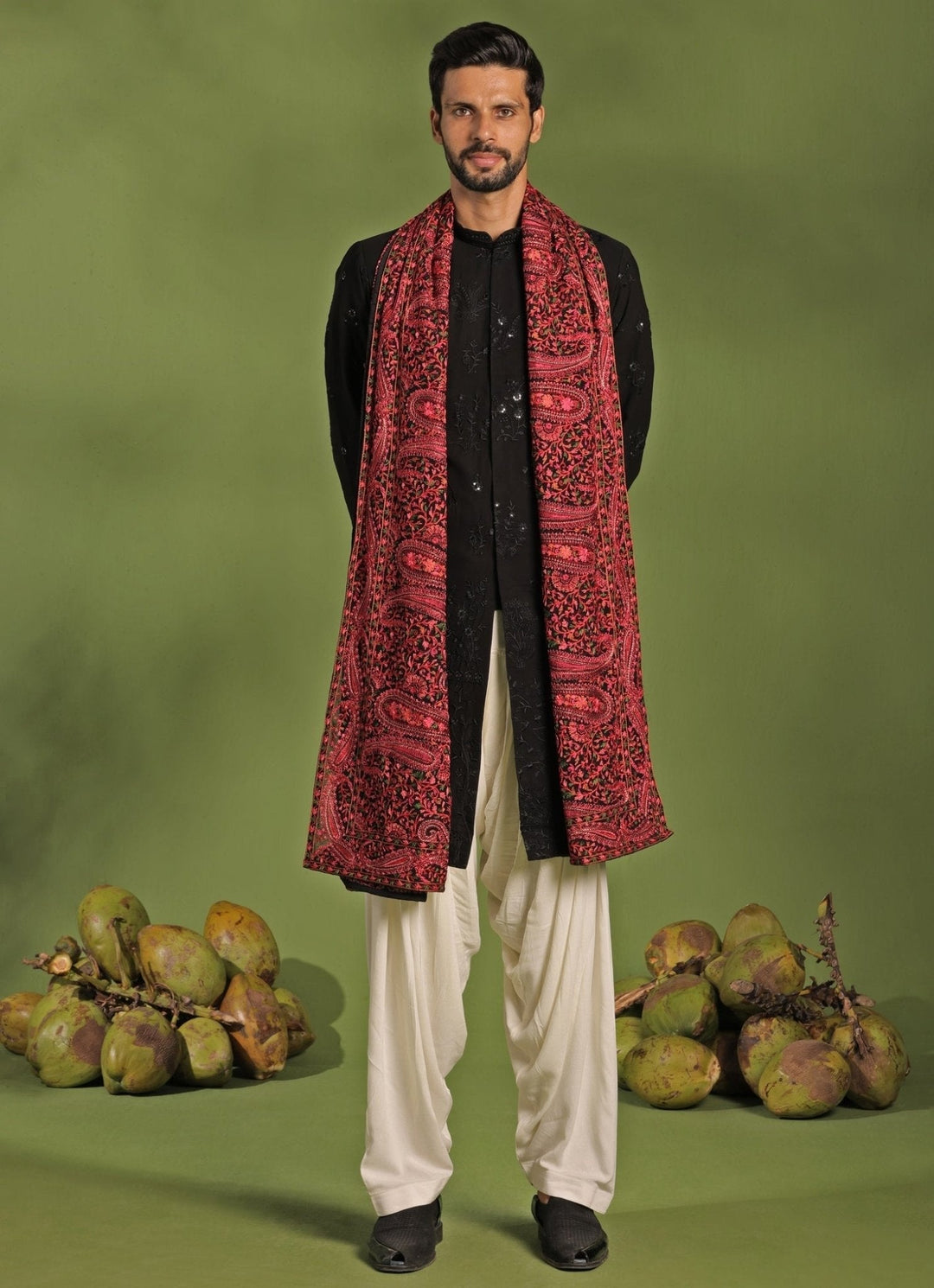 Black Front Open Kurta Patiala Pant Set With Dupatta Kalpraag - Fabilicious Fashion