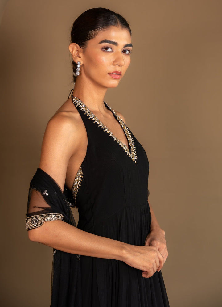 Black Georgette Anarkali Gown Renee Label - Fabilicious Fashion