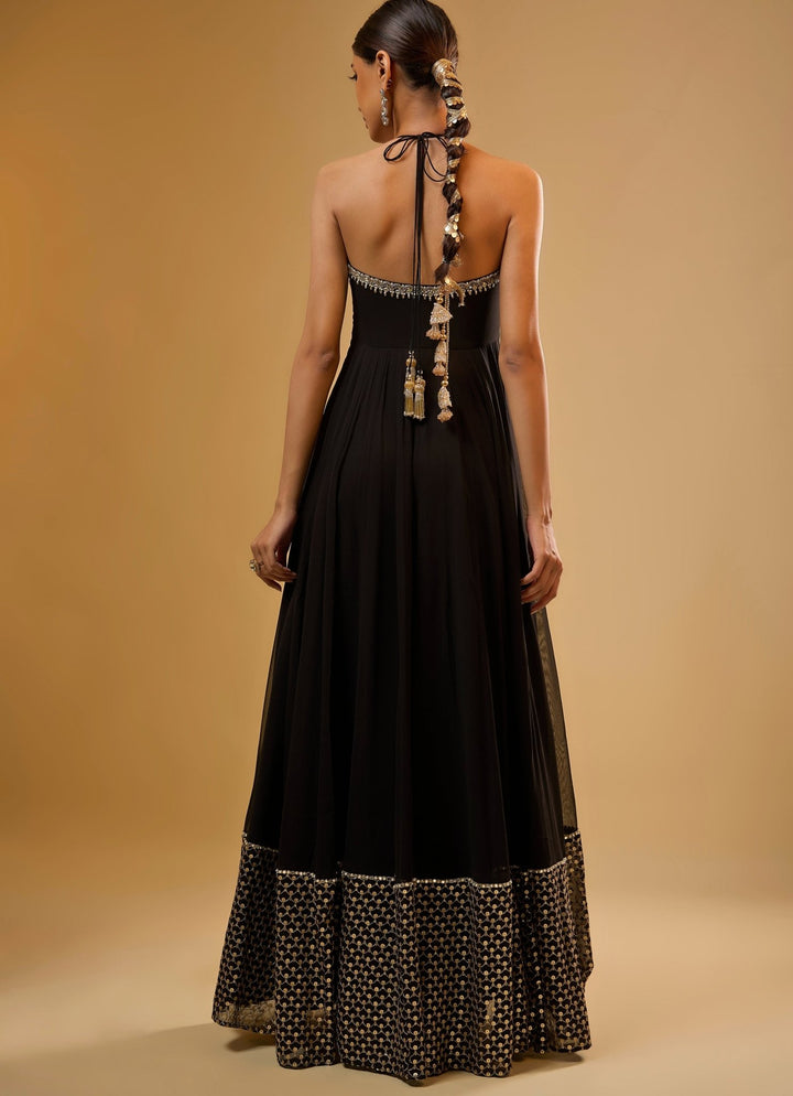 Black Georgette Anarkali Gown Renee Label - Fabilicious Fashion
