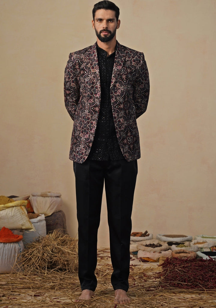 Black Georgette Blazer Set Kalpraag - Fabilicious Fashion