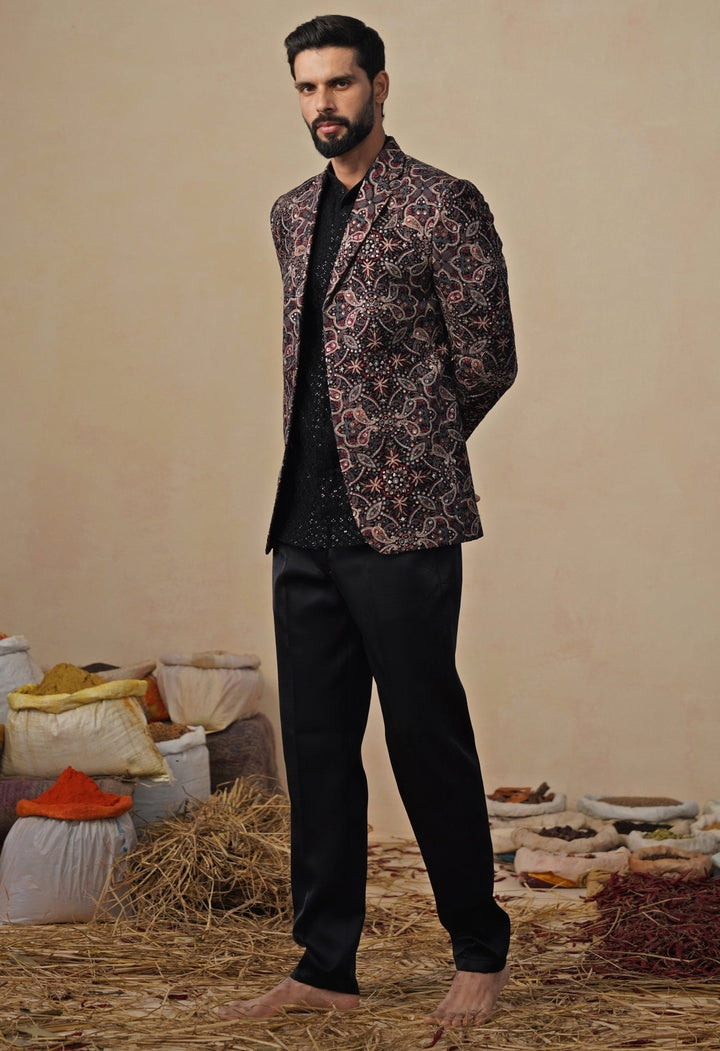 Black Georgette Blazer Set Kalpraag - Fabilicious Fashion