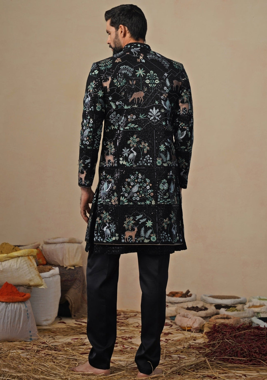 Black Georgette Indo - western Jacket Set Kalpraag - Fabilicious Fashion