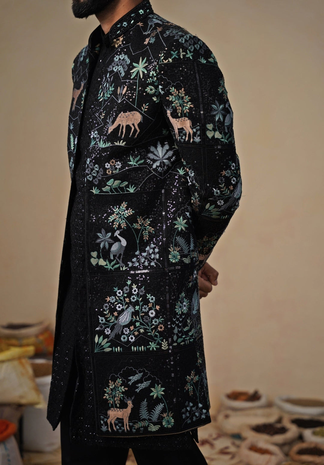 Black Georgette Indo - western Jacket Set Kalpraag - Fabilicious Fashion