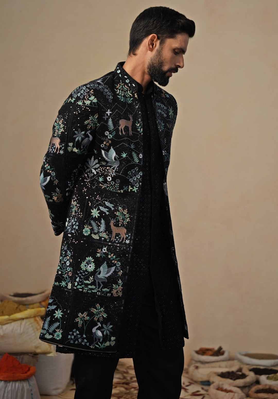 Black Georgette Indo - western Jacket Set Kalpraag - Fabilicious Fashion