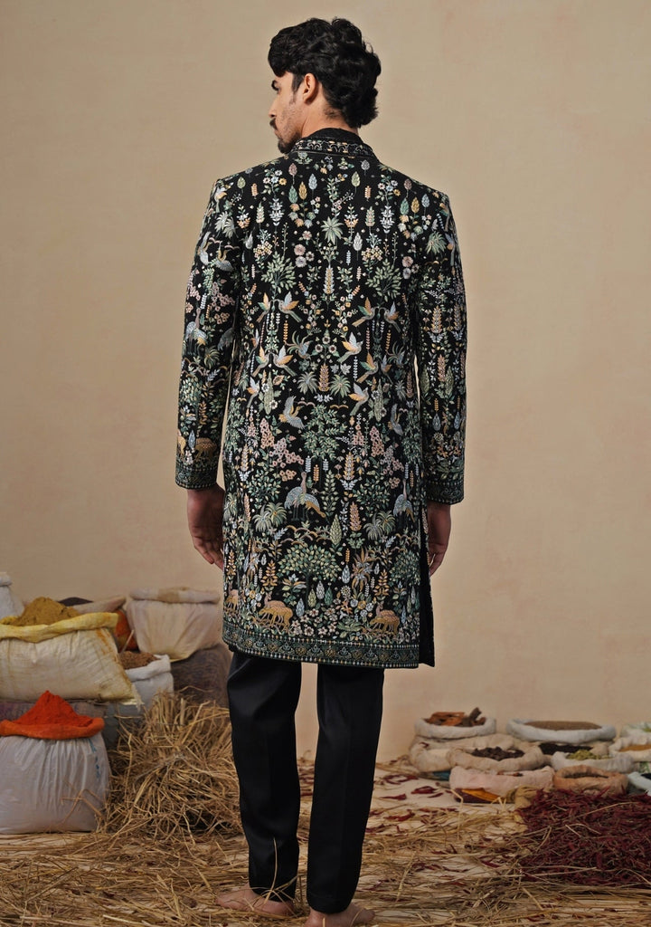 Black Georgette Indo - western Kurta Jacket Set Kalpraag - Fabilicious Fashion