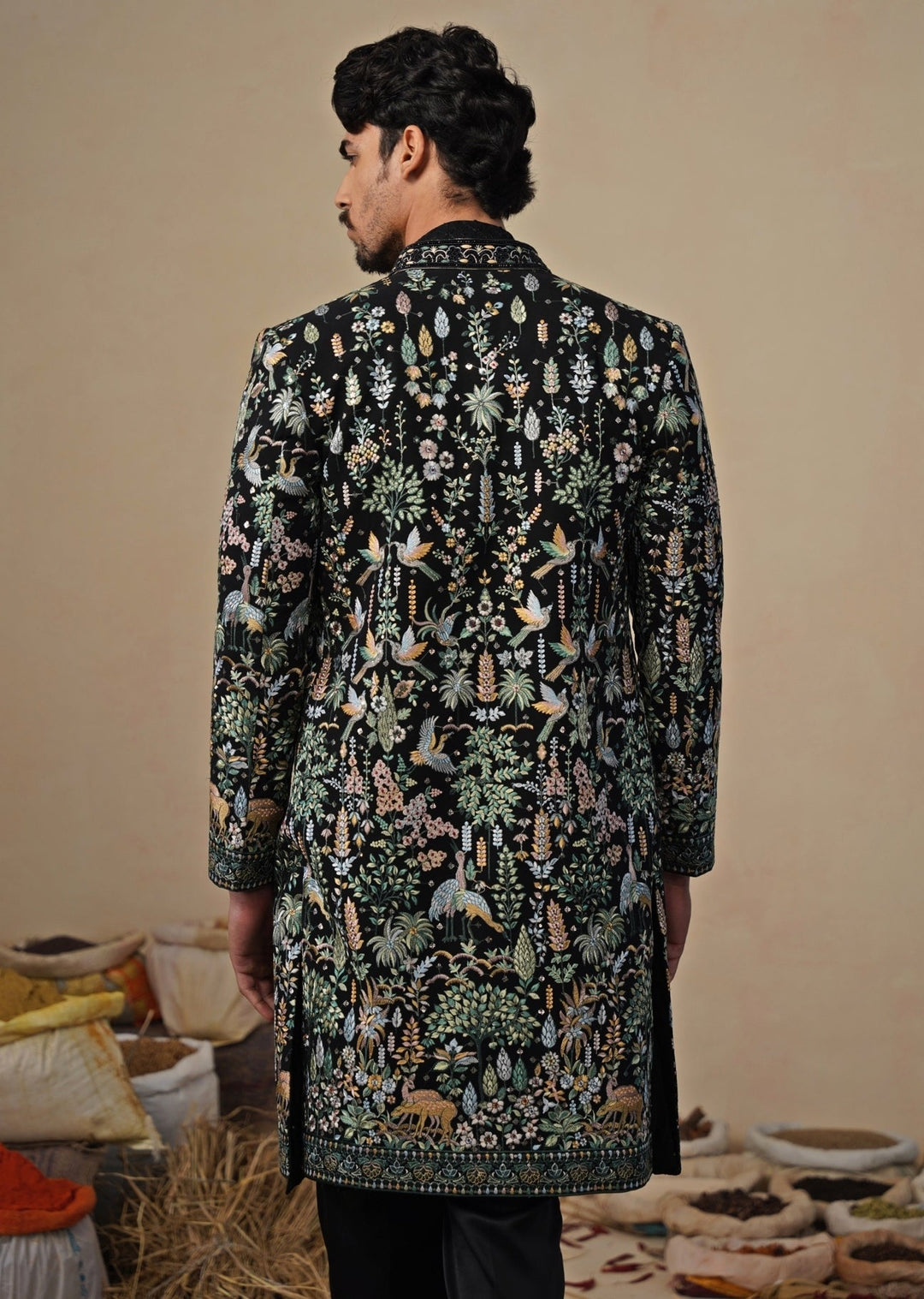 Black Georgette Indo - western Kurta Jacket Set Kalpraag - Fabilicious Fashion