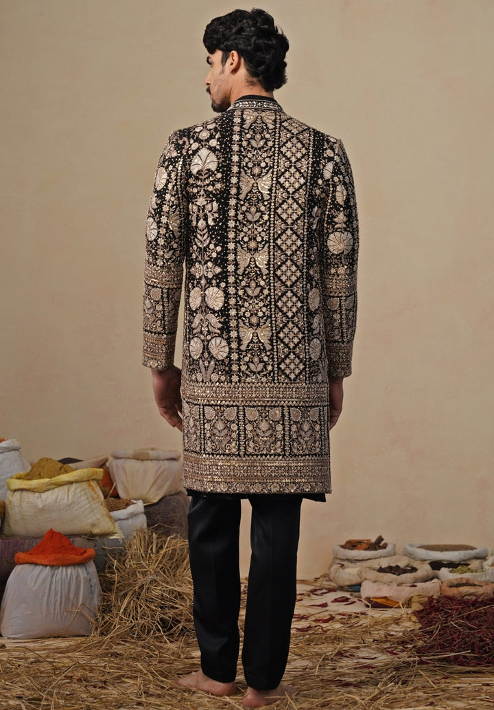 Black Georgette Indo - western Long Jacket Set Kalpraag - Fabilicious Fashion