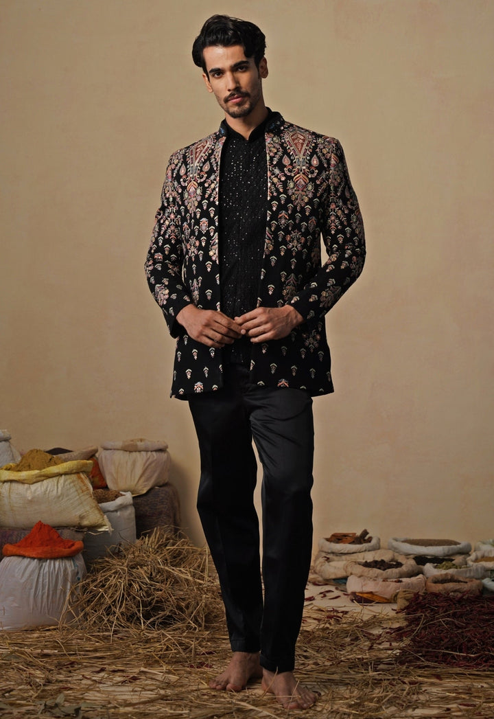 Black Georgette Jodhpuri Set Kalpraag - Fabilicious Fashion