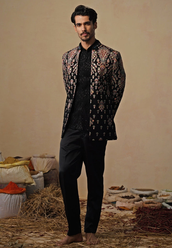 Black Georgette Jodhpuri Set Kalpraag - Fabilicious Fashion