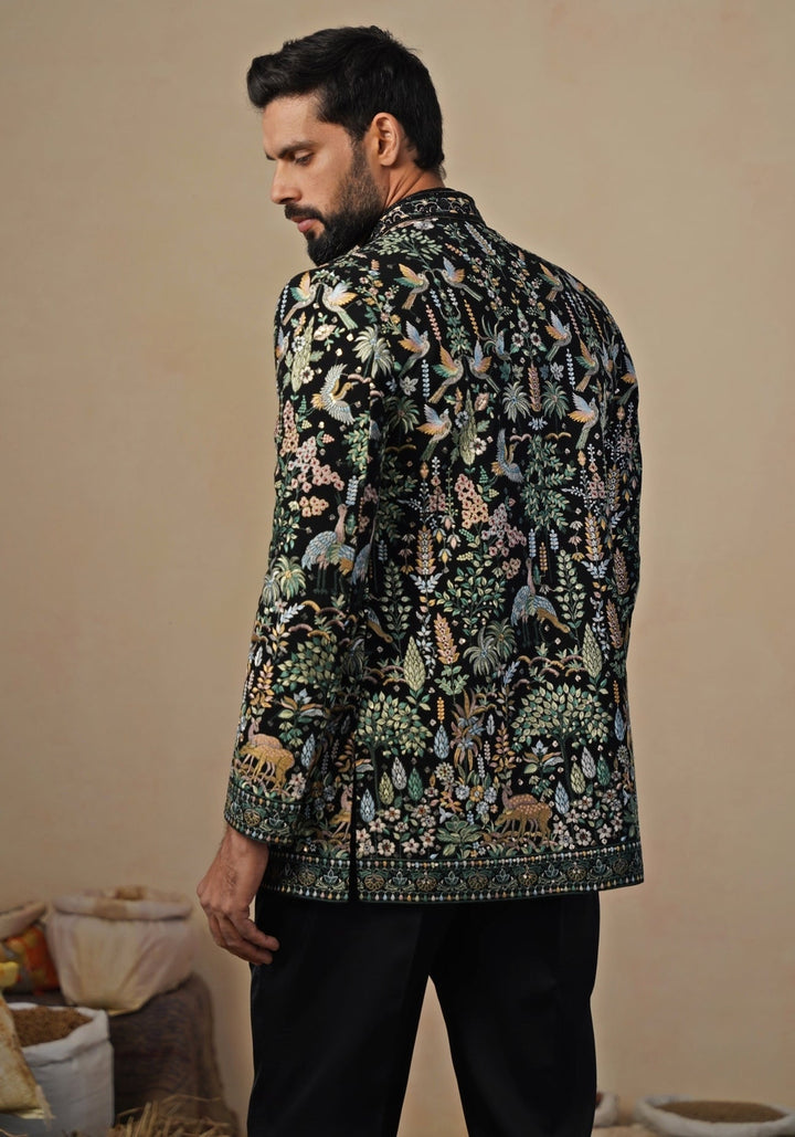 Black Georgette Jodhpuri Set Kalpraag - Fabilicious Fashion