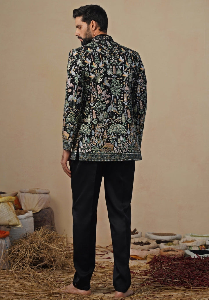 Black Georgette Jodhpuri Set Kalpraag - Fabilicious Fashion