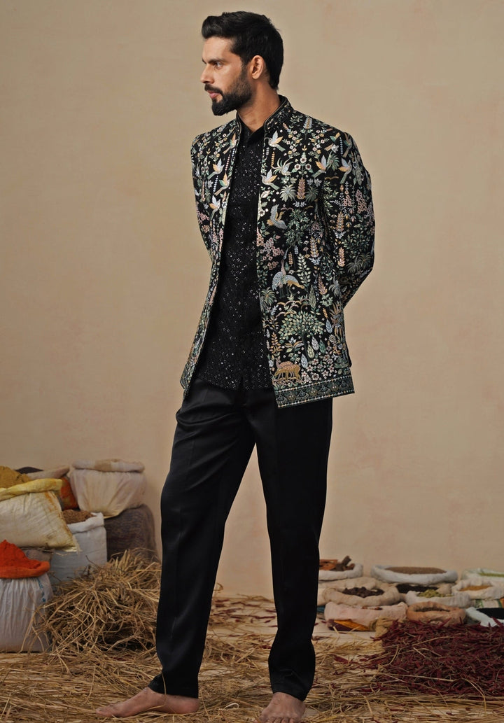 Black Georgette Jodhpuri Set Kalpraag - Fabilicious Fashion