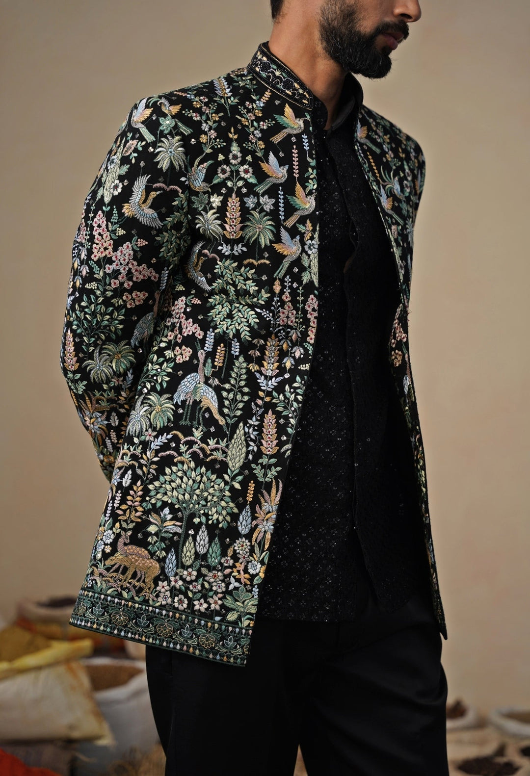 Black Georgette Jodhpuri Set Kalpraag - Fabilicious Fashion