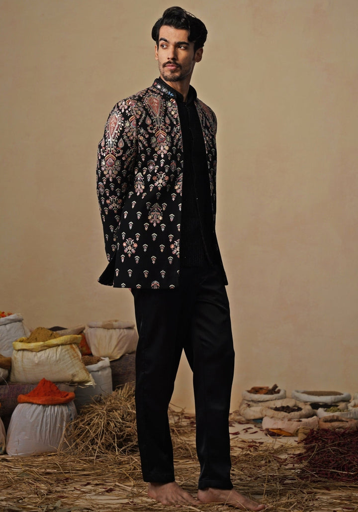 Black Georgette Jodhpuri Set Kalpraag - Fabilicious Fashion