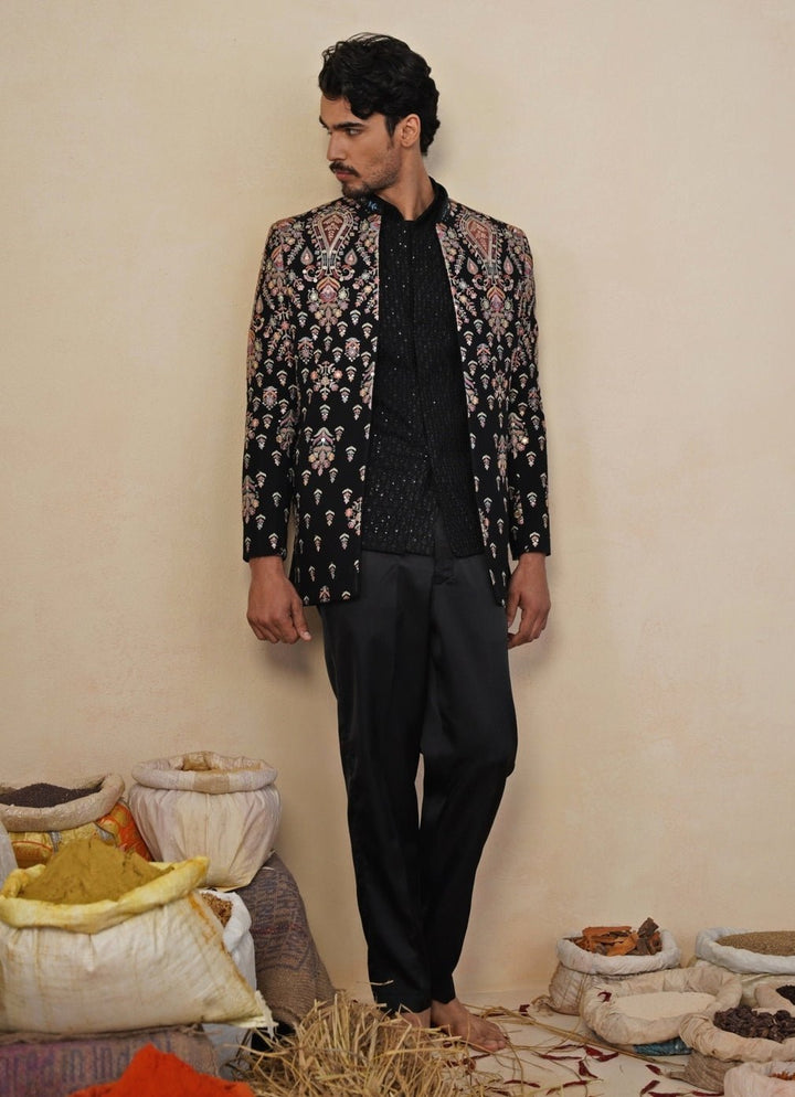 Black Georgette Jodhpuri Set Kalpraag - Fabilicious Fashion