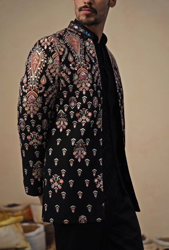 Black Georgette Jodhpuri Set Kalpraag - Fabilicious Fashion