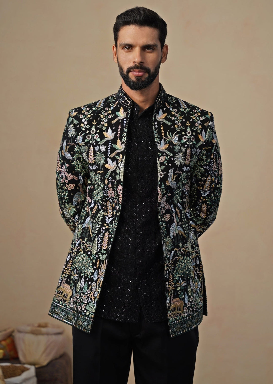 Black Georgette Jodhpuri Set Kalpraag - Fabilicious Fashion