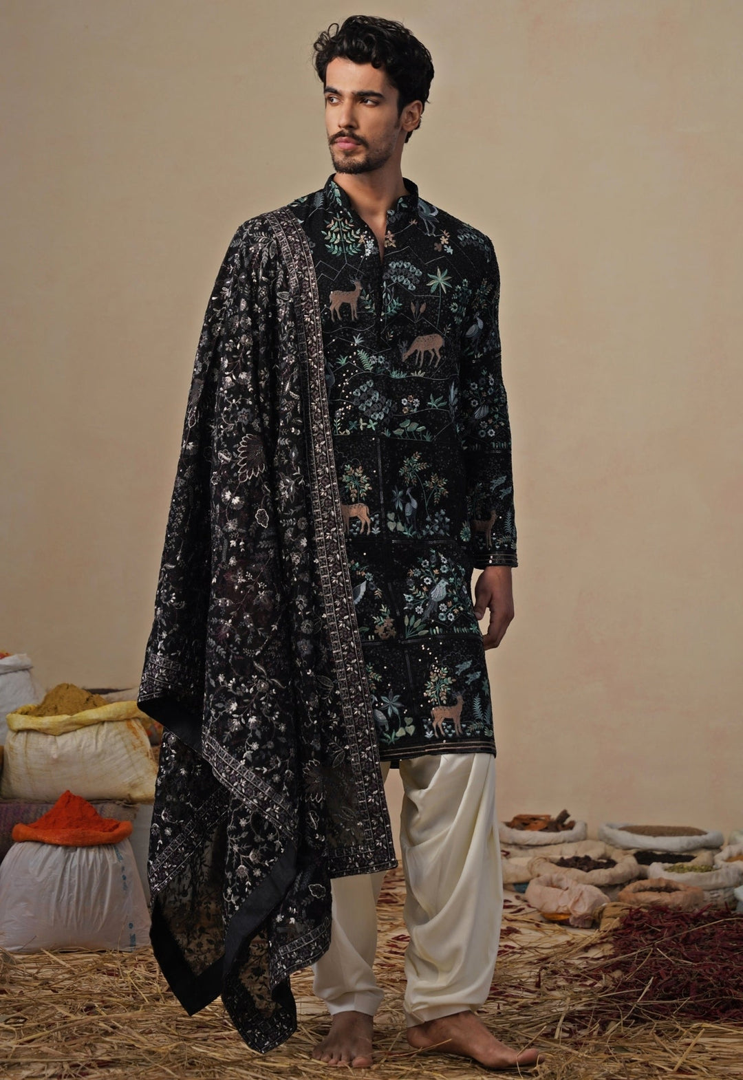 Black Georgette Kurta and Patiala Pants Set Kalpraag - Fabilicious Fashion