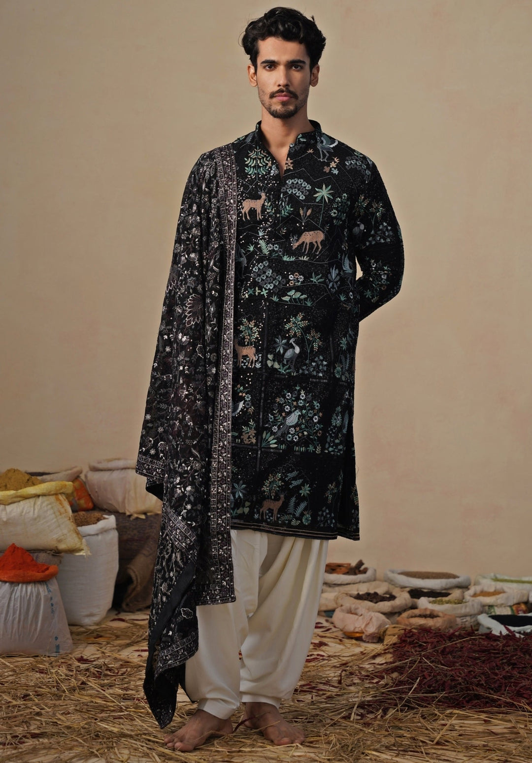 Black Georgette Kurta and Patiala Pants Set Kalpraag - Fabilicious Fashion