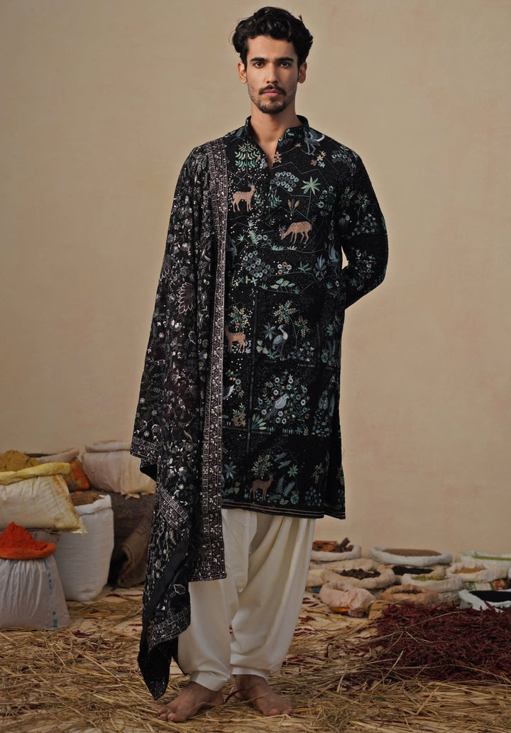 Black Georgette Kurta and Patiala Pants Set Kalpraag - Fabilicious Fashion