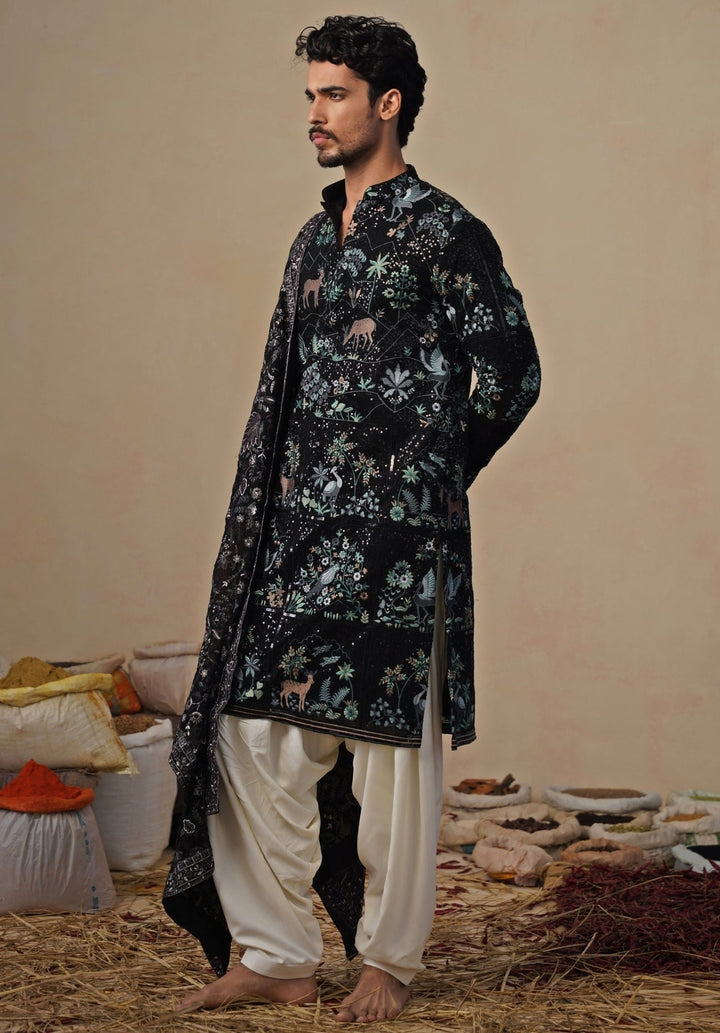Black Georgette Kurta and Patiala Pants Set Kalpraag - Fabilicious Fashion